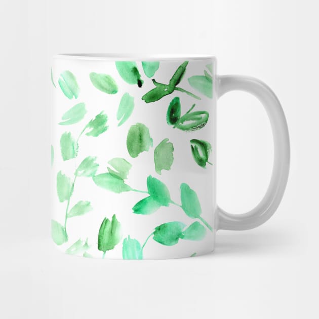 Green watercolor leaves by katerinaizotova